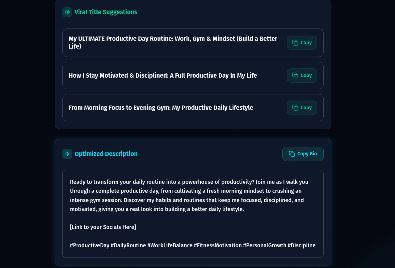 Cre8virals AI Description Generation