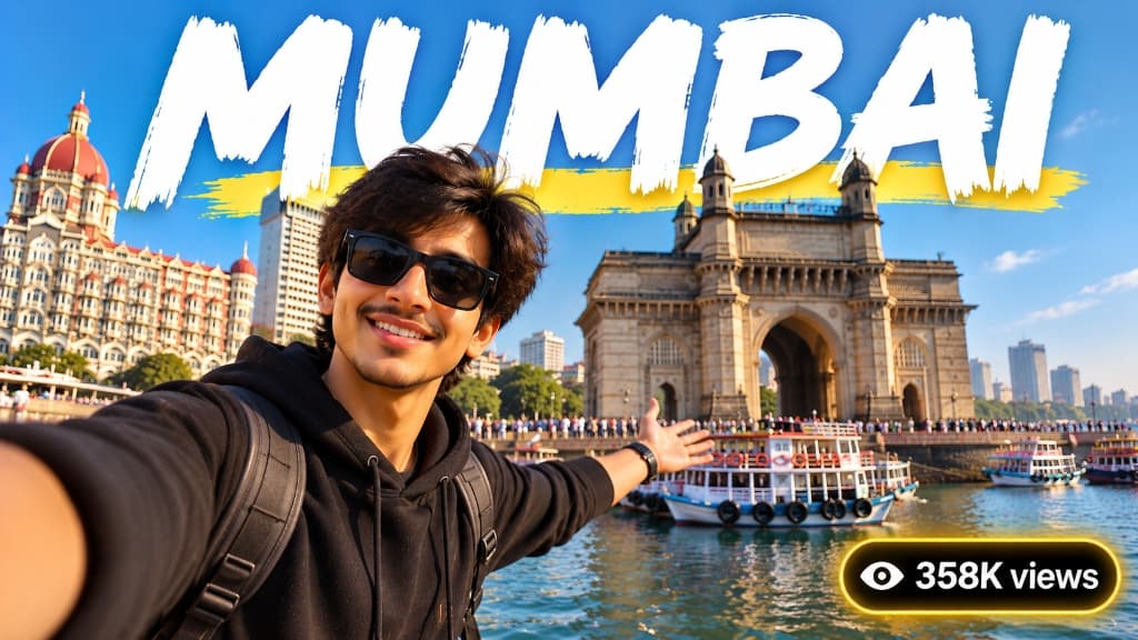 Mumbai travel vlog thumbnail generated with Cre8virals